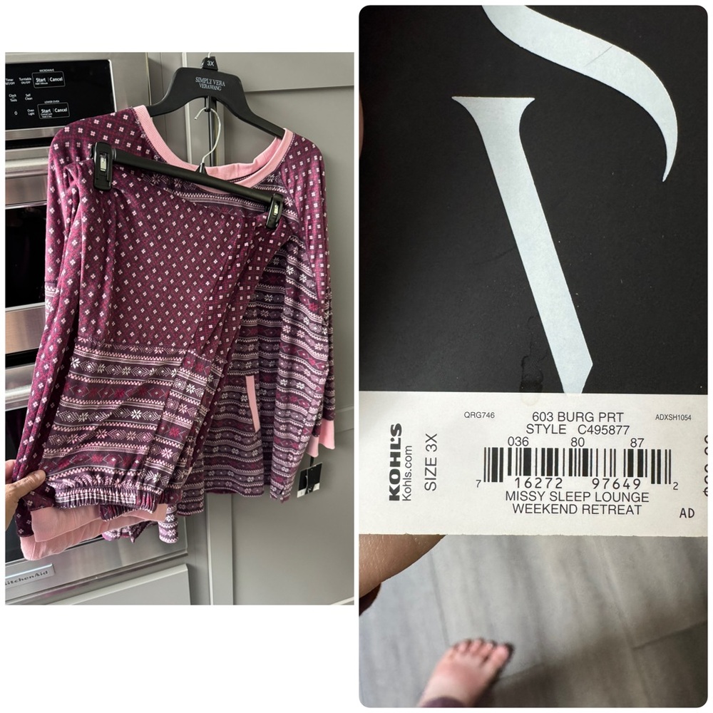 Kohl's Burgundy and Pink Lounge Set